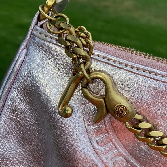 Y2K Juicy Couture BABY PINK SHOULDER BAG SATCHEL BAGUETTE PURSE BARBIE PINK - Picture 6 of 15